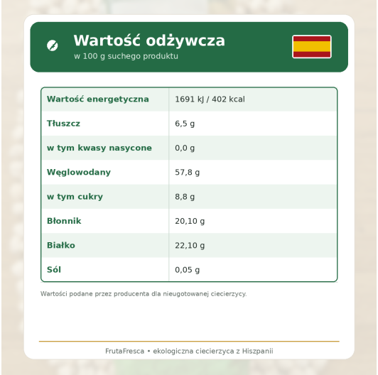 Ciecierzyca ekologiczna BIO z Hiszpanii 500 g Ciecierzyca ekologiczna BIO z Hiszpanii 500 g